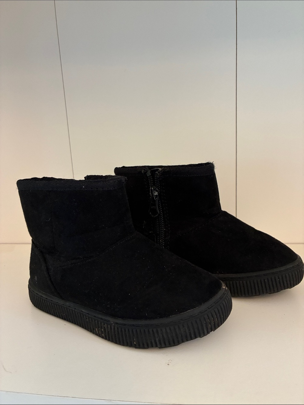 Cat & Jack Black Kids Suede Ankle Boots with Side Zip